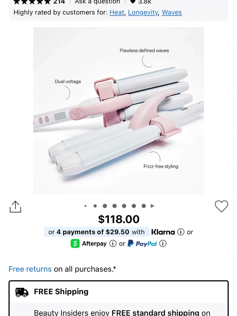MANE Triple Ripple Mini Waver - White & Pink